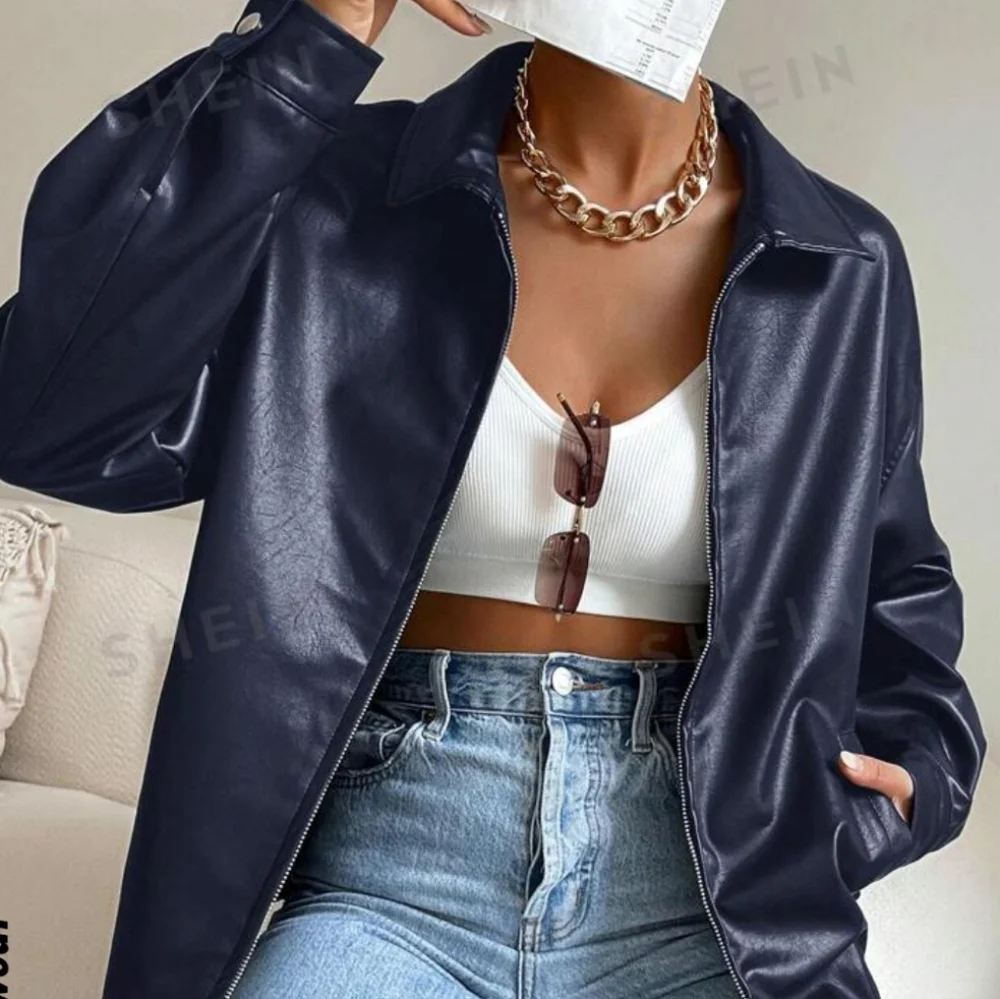 Black Faux Leather Jacket 4X - Picture 10 of 12